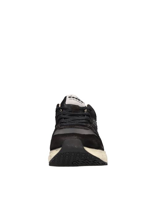 Sneakers in leather and fabric DIADORA HERITAGE | VENUS GLITTER DIRTYNERO-ARGENTO